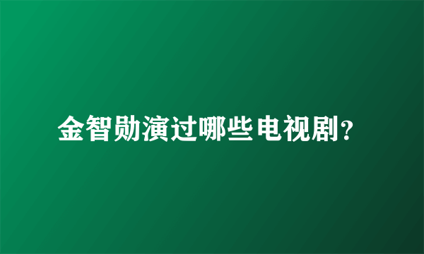 金智勋演过哪些电视剧？