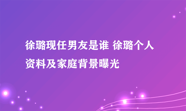 徐璐现任男友是谁 徐璐个人资料及家庭背景曝光