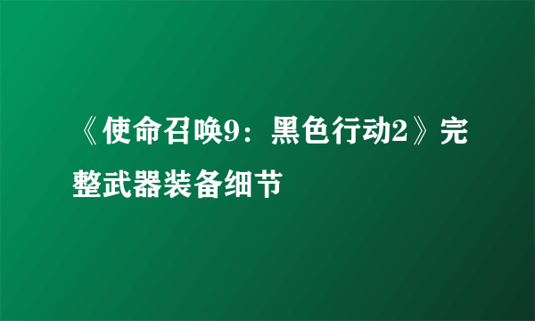 《使命召唤9：黑色行动2》完整武器装备细节