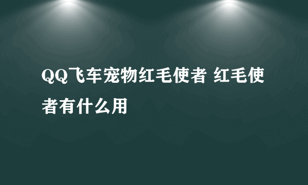 QQ飞车宠物红毛使者 红毛使者有什么用