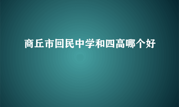 商丘市回民中学和四高哪个好