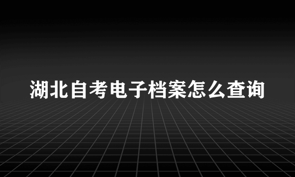 湖北自考电子档案怎么查询