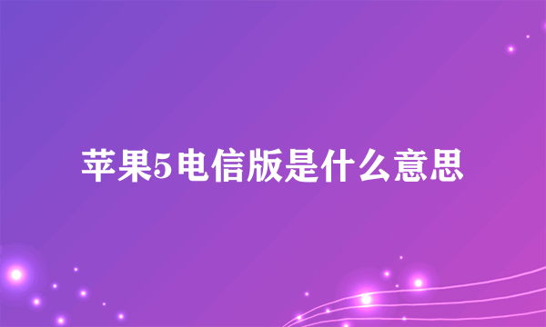 苹果5电信版是什么意思