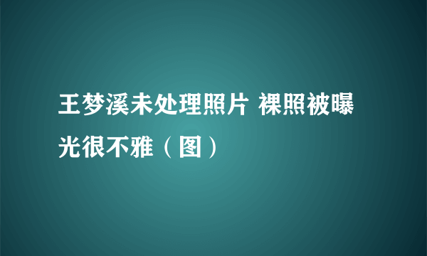 王梦溪未处理照片 裸照被曝光很不雅（图）