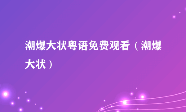 潮爆大状粤语免费观看（潮爆大状）