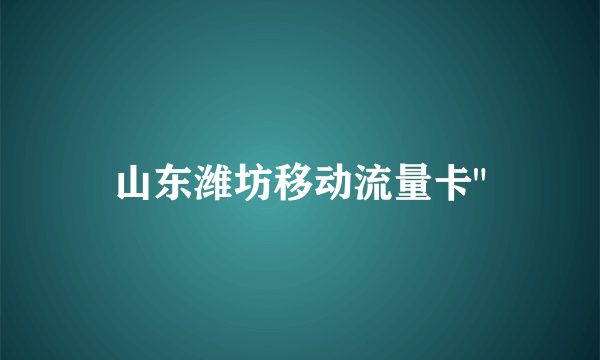 山东潍坊移动流量卡