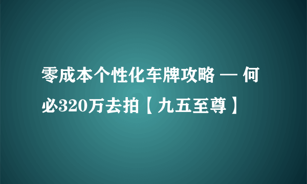 零成本个性化车牌攻略 — 何必320万去拍【九五至尊】