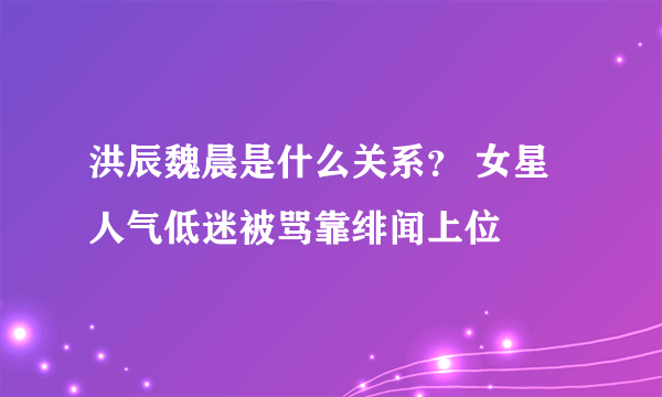 洪辰魏晨是什么关系？ 女星人气低迷被骂靠绯闻上位