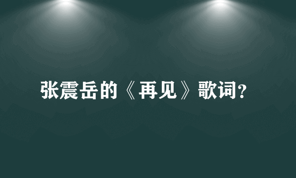 张震岳的《再见》歌词？