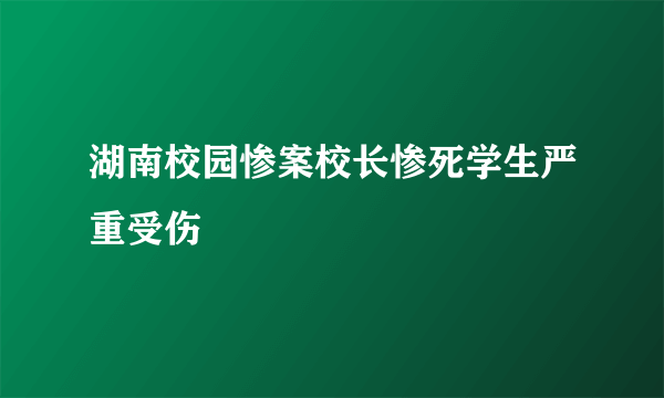 湖南校园惨案校长惨死学生严重受伤 