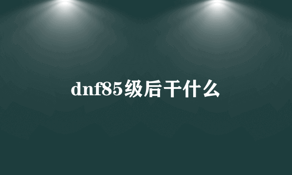 dnf85级后干什么