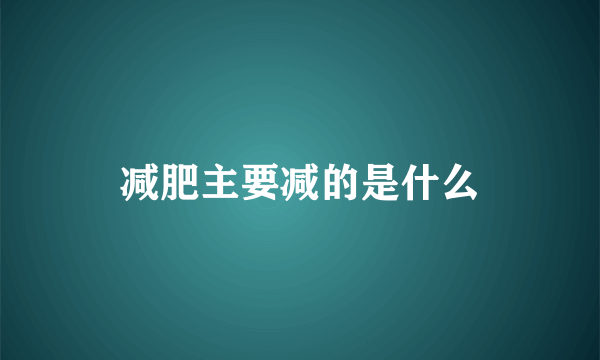 减肥主要减的是什么