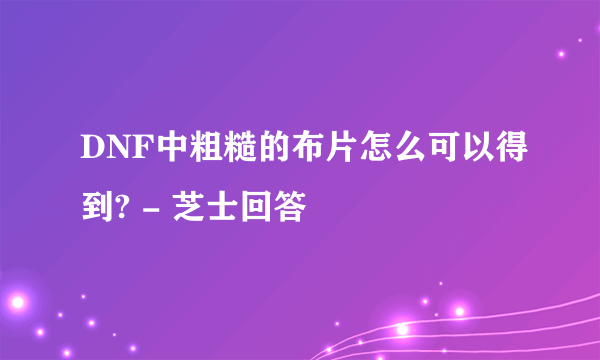 DNF中粗糙的布片怎么可以得到? - 芝士回答