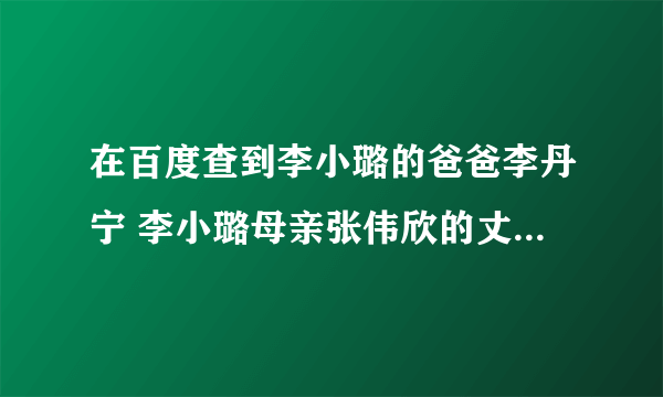 在百度查到李小璐的爸爸李丹宁 李小璐母亲张伟欣的丈夫是李丹军 请问张伟宁是二婚吗