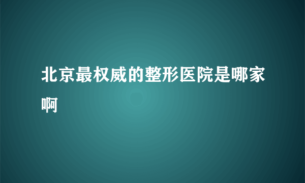 北京最权威的整形医院是哪家啊