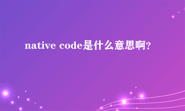 native code是什么意思啊？