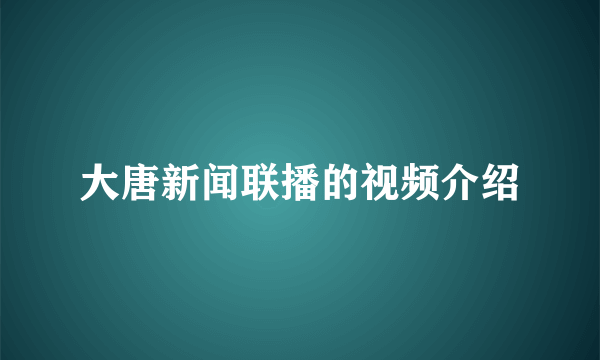 大唐新闻联播的视频介绍