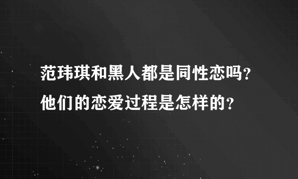 范玮琪和黑人都是同性恋吗？他们的恋爱过程是怎样的？