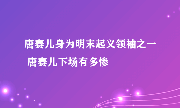 唐赛儿身为明末起义领袖之一 唐赛儿下场有多惨