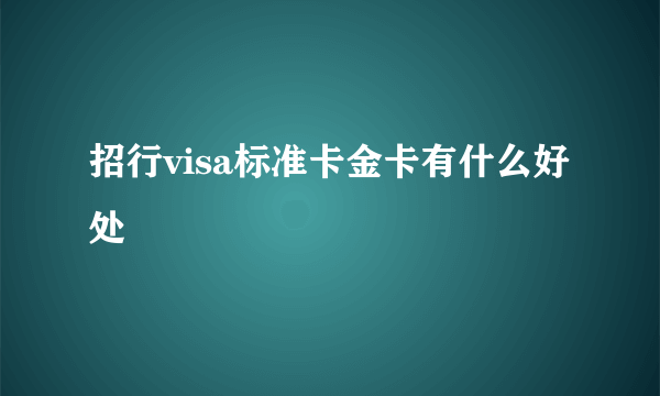 招行visa标准卡金卡有什么好处