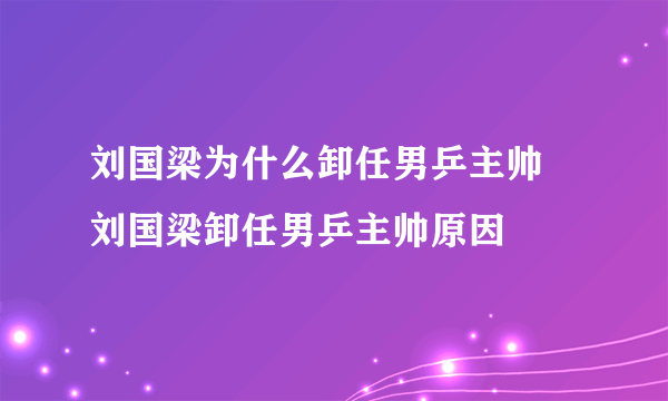 刘国梁为什么卸任男乒主帅 刘国梁卸任男乒主帅原因