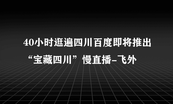 40小时逛遍四川百度即将推出“宝藏四川”慢直播-飞外