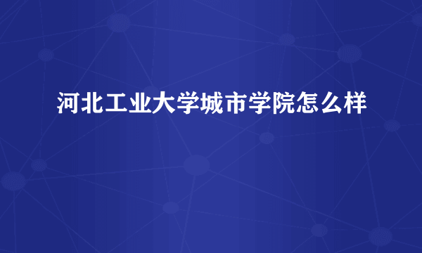 河北工业大学城市学院怎么样