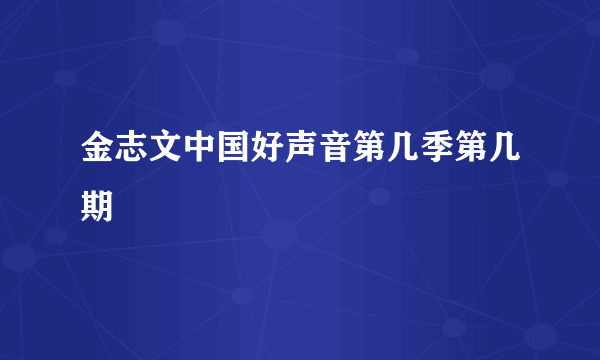 金志文中国好声音第几季第几期