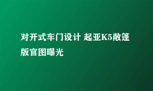 对开式车门设计 起亚K5敞篷版官图曝光