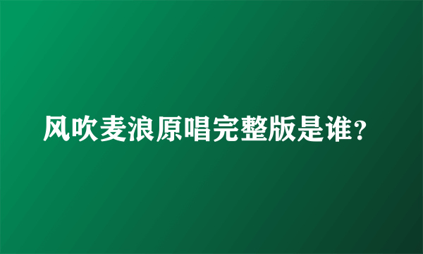 风吹麦浪原唱完整版是谁？