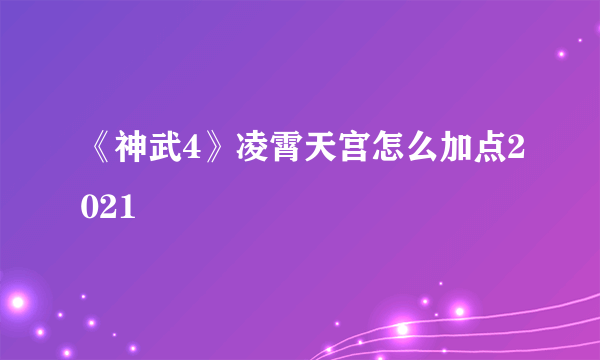 《神武4》凌霄天宫怎么加点2021