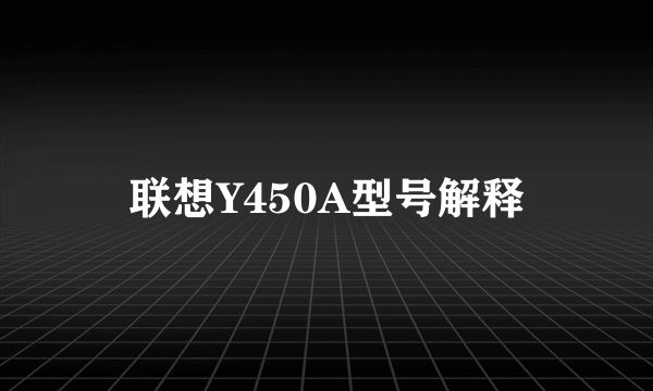 联想Y450A型号解释