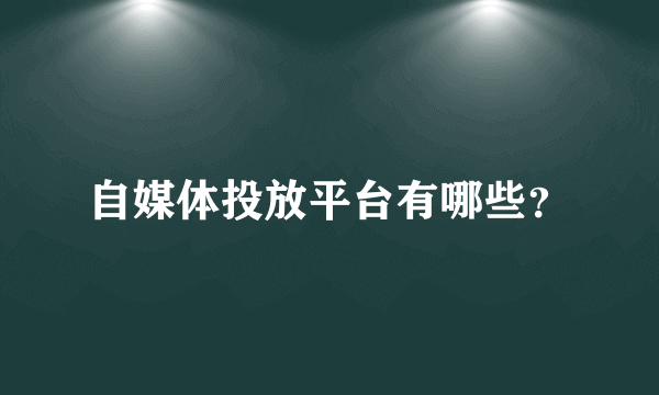 自媒体投放平台有哪些？