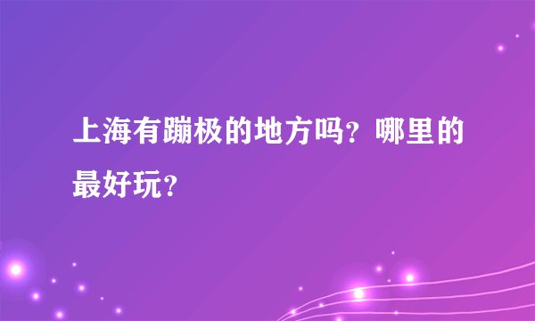 上海有蹦极的地方吗？哪里的最好玩？