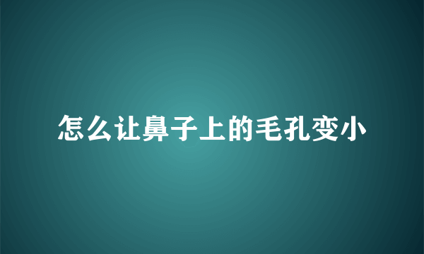 怎么让鼻子上的毛孔变小