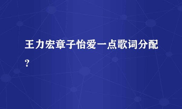 王力宏章子怡爱一点歌词分配？