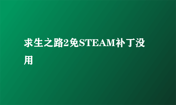 求生之路2免STEAM补丁没用