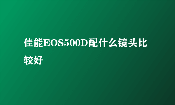 佳能EOS500D配什么镜头比较好