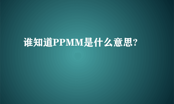 谁知道PPMM是什么意思?