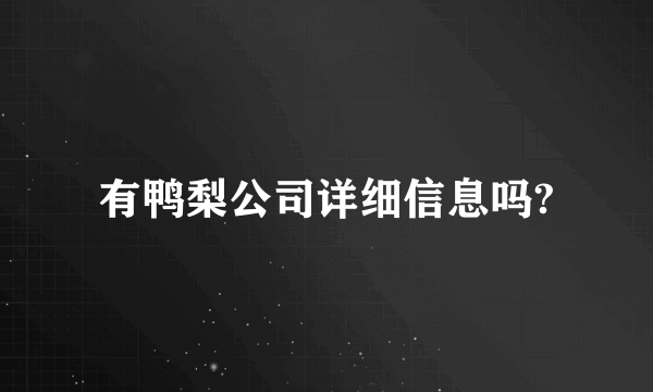 有鸭梨公司详细信息吗?