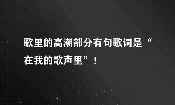 歌里的高潮部分有句歌词是“在我的歌声里”！