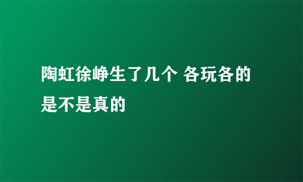 陶虹徐峥生了几个 各玩各的是不是真的