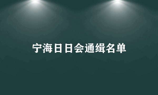 宁海日日会通缉名单