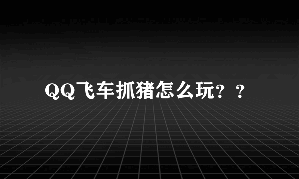 QQ飞车抓猪怎么玩？？