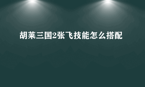 胡莱三国2张飞技能怎么搭配