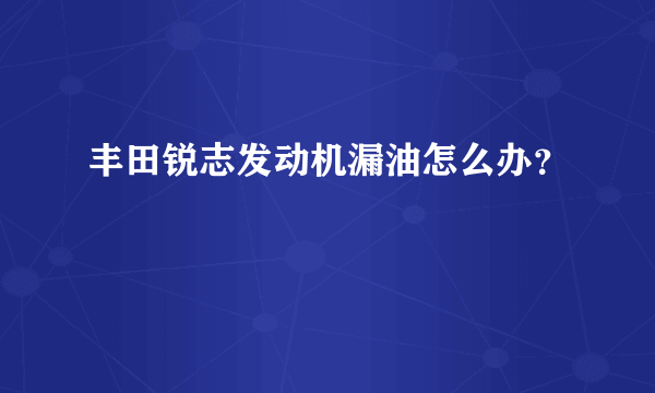 丰田锐志发动机漏油怎么办？