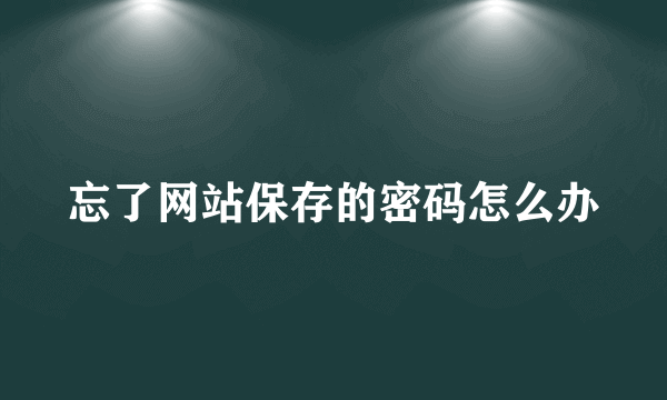 忘了网站保存的密码怎么办