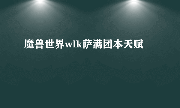 魔兽世界wlk萨满团本天赋