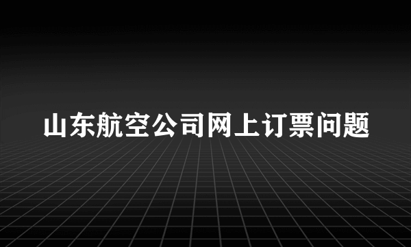 山东航空公司网上订票问题