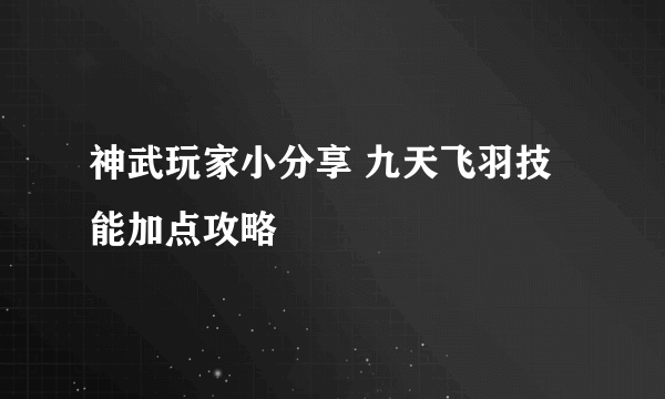 神武玩家小分享 九天飞羽技能加点攻略